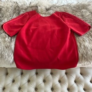 Red J Crew Scoop Back Blouse